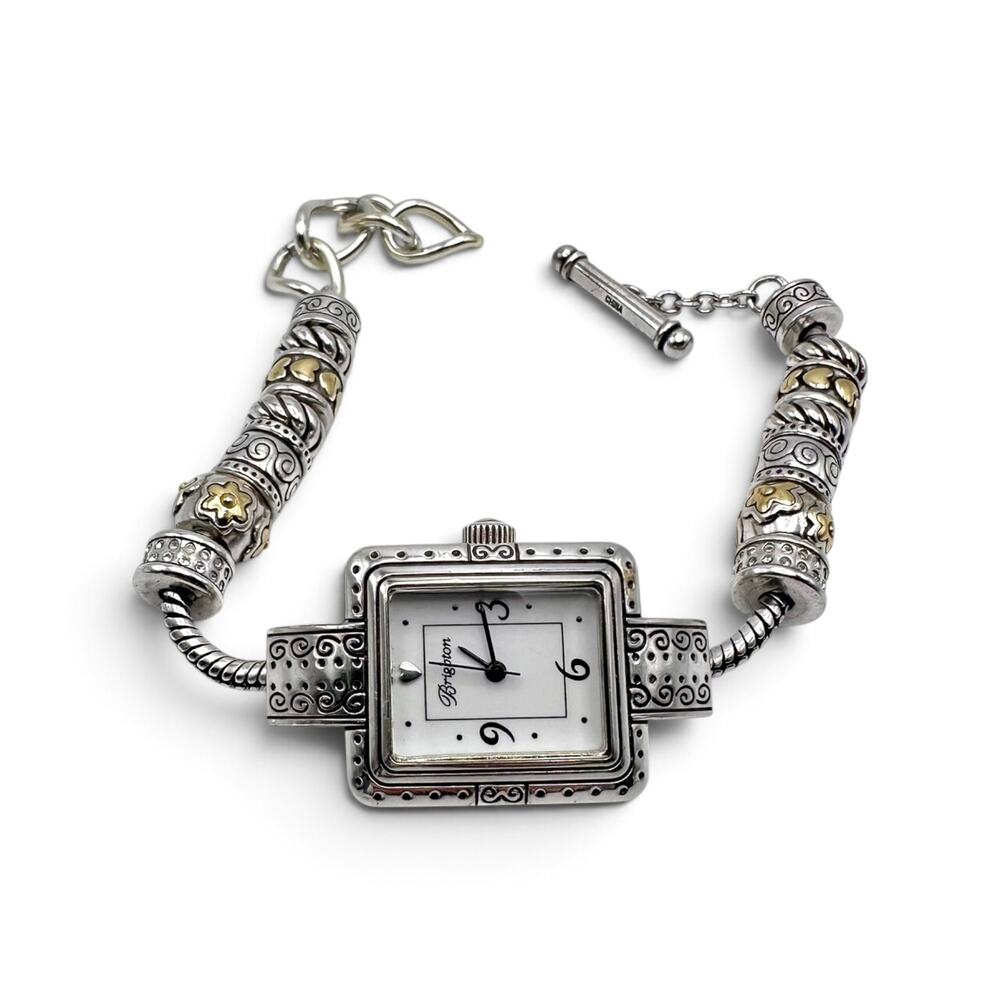 Brighton Cherry Hill Charm Watch Silver Gold Beads New Battery